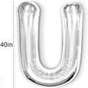 8 x Letter Balloons 40 Inch Large Alphabet A-Z Custom Name Phrase Silver Aluminum Foil Mylar Balloon Letters Reusable Balloon Banner for Birthday Anniversary Baby Shower Party Supplies Decoration