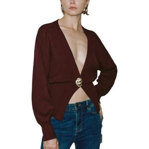 URBAN REVIVO Women Knitted Cardigans Long Sleeve V-Neck Lightweight Sweater One Leaf Button Down Outwear US Size 6