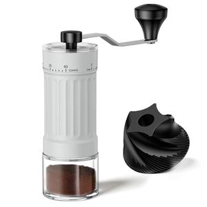 Mini Manual Coffee Grinder – 40 Adjustable Settings, Portable Hand Crank Mill with 30g Capacity, Conical Burr for Espresso, Pour Over, French Press | Perfect for Travel, Camping & Office, White