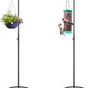 Blulu 2 Pack Adjustable Black Iron Shepherds Hook 34"-55" Shepherds Hook Metal Hummingbird Feeder for Wedding Event and Home Decor Garden Outdoor Plants Lantern Mason Jar Wind Chimes Wedding