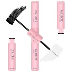 VEYESBEAUTY Lash Bond and Seal Waterproof 2 in 1 Cluster Lash Glue for Eyelash Extensions Long Lasting Strong Hold Individual Eyelash Glue for Self-Application at Home 5ml+5ml (black)