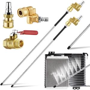 LemonRoad Radiator Cleaning Wand with 14/10 Fan Shaped Outlets Stainless Steel Dual Water/air Radiator Cleaner W/pressure Washer Gun Adapter for Cars Trucks RVS Equipment(2 Pack,24 Inch,39 Inch)