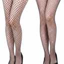 hoyuwak 2 pairs of Sparkly Tights for Women - Glitter Fishnet Stockings with Rhinestones, High Waist Shimmer Mesh Tights for Party, Halloween, Dance (Large & Middle Mesh)