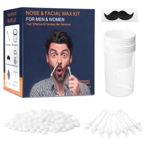 Nose Wax Kit, Nose Hair Wax Kit with 100 g Wax, 20 Applicators, Nose Ear Hair Removal Kit for Men Women, Easy, Quick & Painless, Lasts up to 5 Weeks