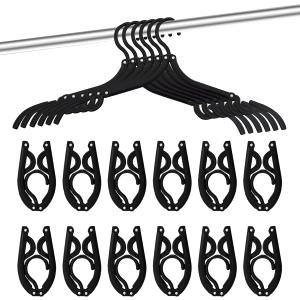 12 PCS Travel Hangers - Cruise Ship Essentials Portable Folding Clothes Hangers Travel Essentials Foldable Clothes Drying Rack for Travel (Black), 17.32 x 6.69 inches
