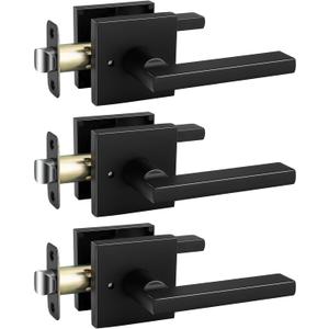 goldenwarm Black Door Handles Interior, Zinc Alloy Matte Black Privacy Door Handles Interior, Heavy Duty Levers for Bedroom, Contemporary Bathroom Doorhandles Bulk(3 Pack)