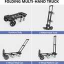 KEDSUM 3-in-1 Convertible Dolly Cart with Wheels, 600LBS Heavy Duty Hand Truck Dolly, Hand Truck with Adjustable Handle Angle & Expandable Base for Home,Warehouses,Dorm, 6-Wheel Design with Brakes
