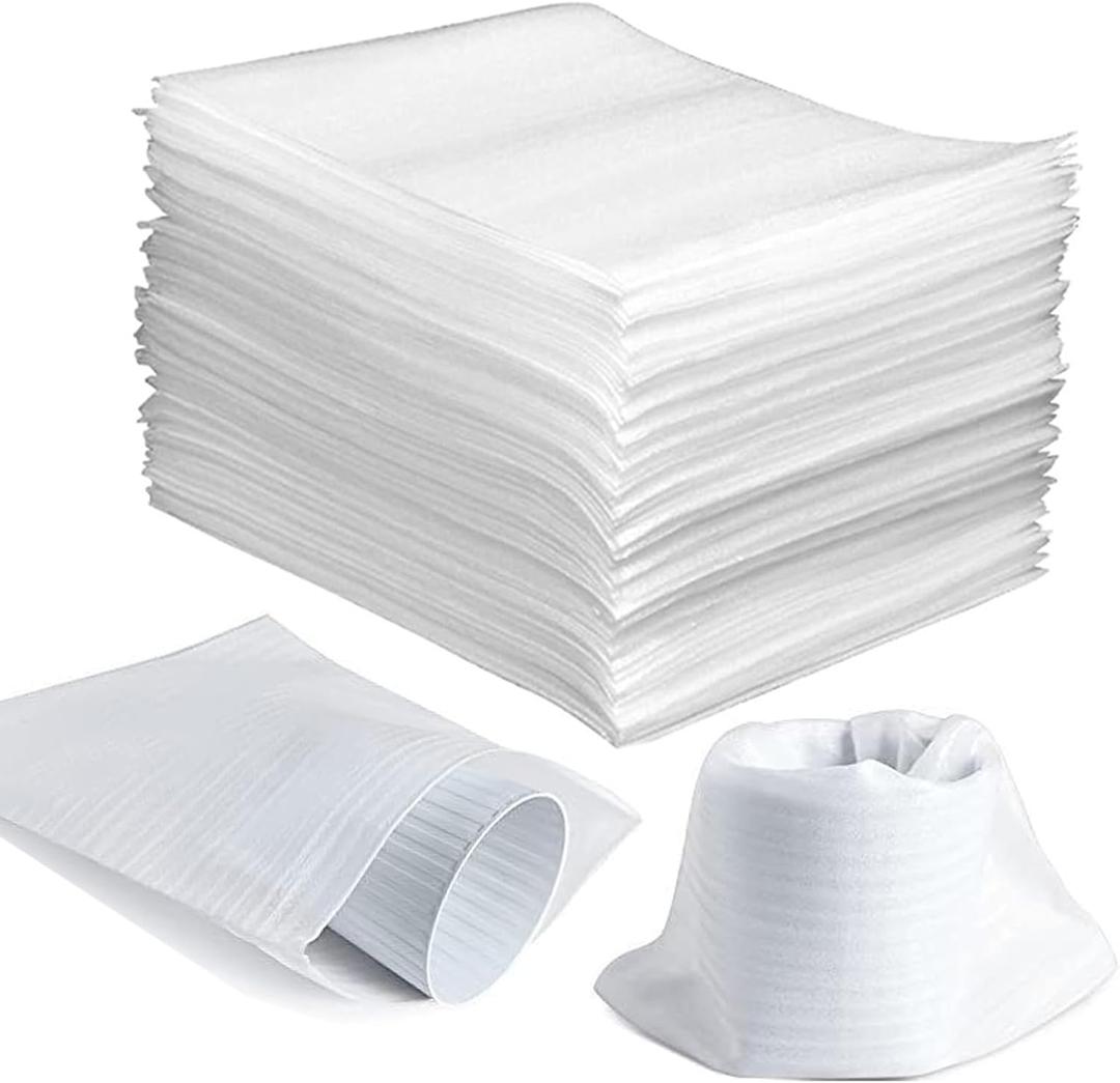 100 Pack Foam Pouches 8x12 inch, Cushion Foam Wrap Pouches for Safeguarding Mugs,Cups,Glasses,China and Dishes - Bubble Bags Wrap Pouches Packing Supplies for Moving and Storage
