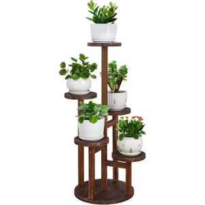Jotboom Plant Stand Indoor,5 Tier Plant Stand for Multiple Plant,Wood Plant Shelf Corner Tall Plant Holder Flower Stand for Balcony Office Living Room Garden Patio(Brown)