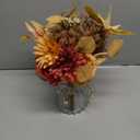 LSEING Fall Flowers Artificial with Vase for Centerpiece,Fake Silk Orange Rose Flower Arrangement in Glass Vase for Home Office Table Decoration (Orange)
