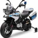 GARVEE Licensed BMW Police Motorcycle for Kids, 12V Electric Ride On Toy for Boys Girls Age 3-8, Battery Powered Motorbike w/LED Siren Lights, Music, 3 Speeds, Safety Training Wheels