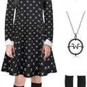 RAAIBB Girls Black Dress for Halloween Costumes Kids Family Party Dress Up Birthday Outfits, M, Black