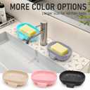 Silicone Self Draining Soap Dish Tray Holder Cute Sea Shell 25Slope for Bar Soap Saver Waterfall Drain Shower Bathroom Sink with Bristles Brush Keep Dry Purple Grey