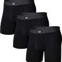 SAXX Underwear Co. Men's Core Cotton Boxer Brief with Fly, Pouch, 3 Pack (Large, Black/Graphite)