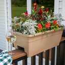The HC Companies 24 Inch Deck Rail Box Planter Lightweight Outdoor Plastic Plant Pot for Herbs and Flowers, White