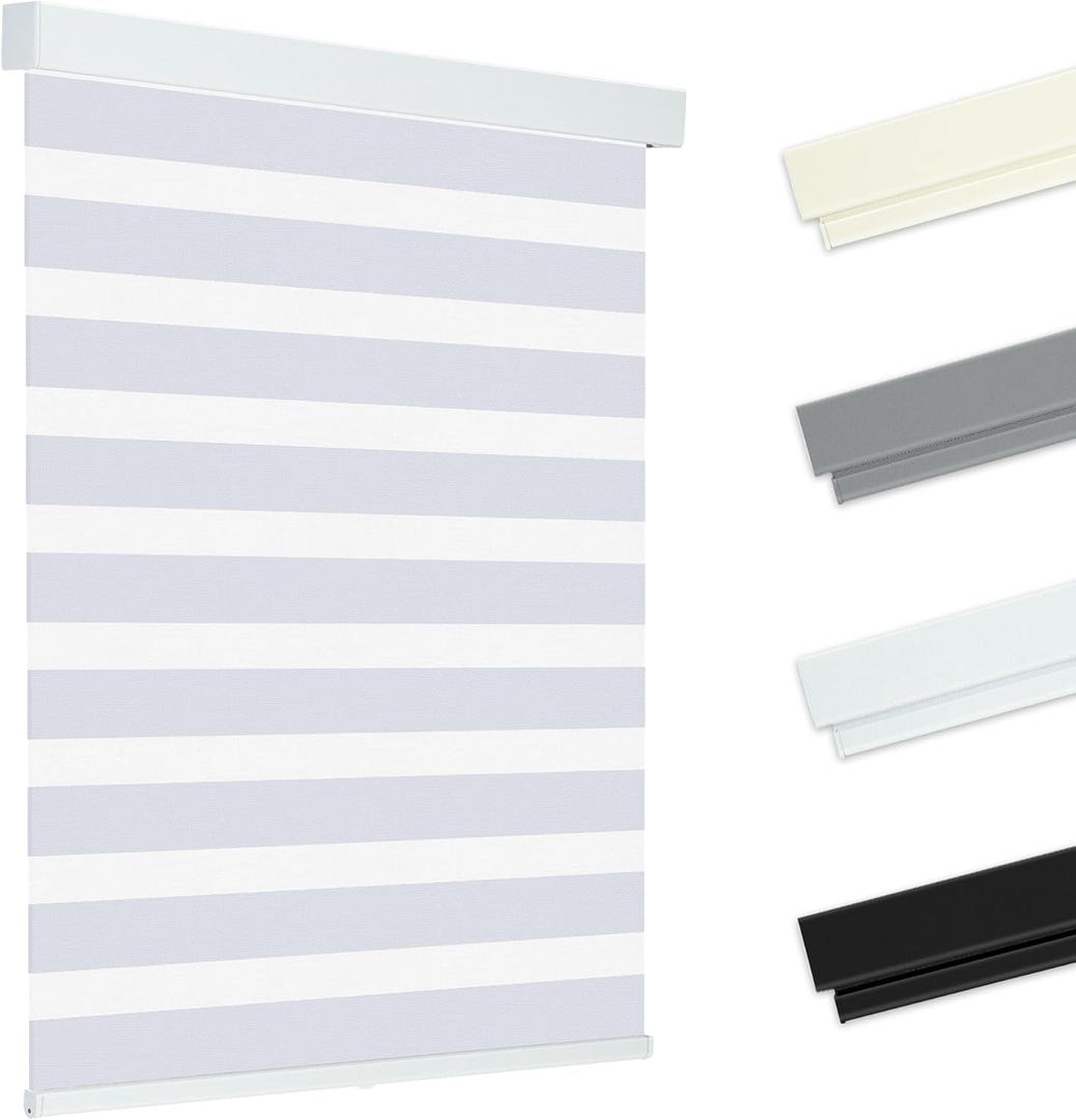 Allesin zen Cordless Zebra Blinds 27" W x 48" H White, Dual Layer Day and Night Shades, Room Darkening Blackout & UV Protection, Child & Pet Safe, Easy Install, Home Office Window Treatment
