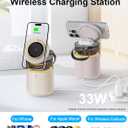 5-in-1 Bluetooth Speaker with Wireless Charging Station,Magnetic Charger with Night Light,Charger Stand with 33W Adapter Compatible with iWatch iPhone 17 16 15 14 13 12 Pro Max Wireless Earbuds
