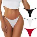 chahoo Sexy Underwear for Women Thong Low Rise G-String Panties 5-Pack Low Waist T Back String Underpants Gift for Women (Black/White/Red)