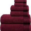 Belizzi Home 100% Cotton Ultra Soft 6 Pack Towel Set, Contains 2 Bath Towels 28x55 inchs, 2 Hand Towels 16x24 inchs & 2 Washcloths 12x12 inchs, Compact Lightweight & Highly Absorbant - Burgundy