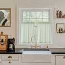 NICETOWN Linen Kitchen Short Curtains 36 Inch Length, Light Green Plaid Farmhouse Bathroom Decor Drapes, Light Filtering Tier Curtains with Rod Pocket for Living Room Bedroom, 2 Panels, 3036