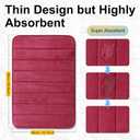 2 x Memory Foam Bath Mat, 24x16 Inches, Super Absorbent Soft Bathroom Rug for tub, Quick Drying Non-Slip Door mat Floor Cushion,Machine Washable, Thick1 Piece-Striped Wine Red