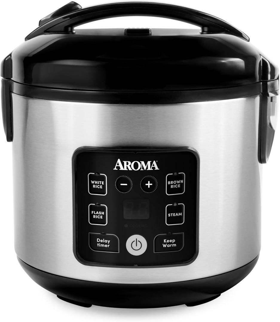 AROMA CoreCoat Digital Rice Cooker & Steamer for Brown Rice with Nonstick Ceramic Coating (8 Cups Cooked, 4 Cups Uncooked)