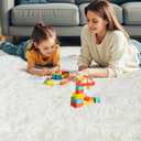 Fluffy 9x12 Large Area Rugs for Bedroom Living Room, Cream White Soft Washable Shag Carpet for Kids Room, Nursery, Dorm Decor, Colorful Cute Plush Fuzzy Rugs for Baby Toddler