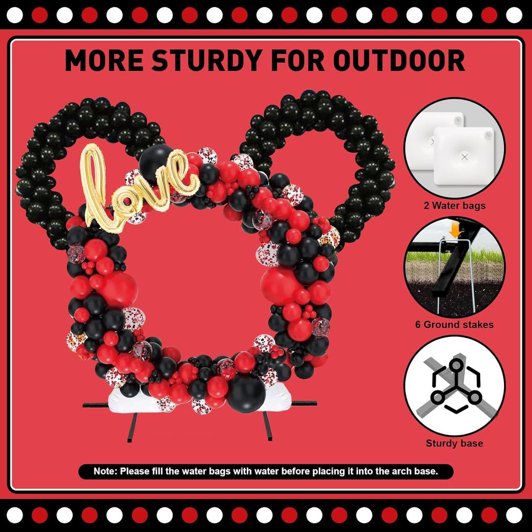 Miro Spot-BLACK.6FT Wide &6.8FT Balloon Arch Kit with Adjustable Balloon Arch Stand, for Minnie Mouse Birthday Party Decorations