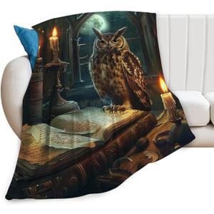 Baegopa Owl Blanket Owls Gifts for Women Girls Book Throw Blanket Cozy Plush Fleece Flannel Lightweight Fuzzy Party Blankets for Bed Decor 50"X40"