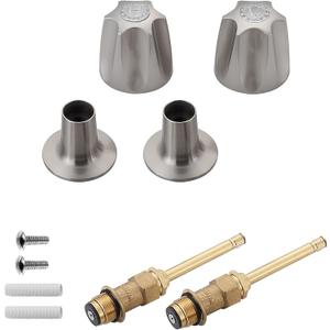 Bathtub Shower Handle Remodel/Rebuild Trim Kit, Shower Knobs 2 Piece Compatible with Price Pfister Verve Faucets, Includes 12H-2H, 12H-2C Stems and Flange Base and 2 Stems (Brushed Nickel)