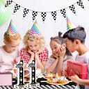 3 x Racing Car Light up Numbers Checkered Birthday Decorations Happy Birthday Light up Sign Racetrack Inspired Decor Cars Theme Birthday Party Decorations Night Light for Racing Party Supplies (Number 1) (White+Black)
