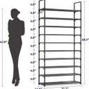 Kitsure Shoe Rack for Closet - 10-Tier Shoe Organizer with Hook Rack, Large-Capacity & Space-Saving Shoe Shelf for Entryway, Bedroom, Living Room,32.2" x 11.8" x 68.5", Black