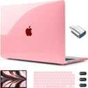 CISSOOK Compatible with MacBook Air 13.6 inch Case Glitter 2026 2025 2024 2023 2022 A3449 M5 A3240 M4 A3113 M3 A2681 M2 Chip, Sparkly Pink Bling Hard Shell Case for MacBook Air 13, Rose Pink Glitter