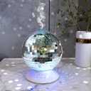 Mirror Essential Oil Diffuser Rotating, 14 Light Modes 4 Timer Setting Aromatherapy Diffuser, Cute Home Disco Decor Great Decoration and Accessories for Disco Party, Room, Office (Silver)