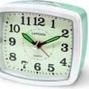 Lamisola Battery Analog Travel Alarm Clock, Small Clock for Bedroom, Desk Table Shelf Clocks for Room Office Bathroom Vanity, Aesthetic Retro Clocks for Kids Teen Seniors, Mint