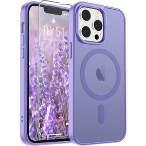 SUPFINE Magnetic for iPhone 13 Pro Case (Compatible with MagSafe) (Military Grade Drop Protection) Translucent Matte Shockproof with Anti-Fingerprint Phone Case,Purple