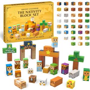 Rubypop Nativity Advent Calendar 2025, 24 Day Christmas Countdown with Magnet Cubes Jesus Mary Angels Magnetic Building Blocks Kits, Educational Holiday Christian Gift for Kids Boys Teen Girls