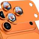 Uyiton Compatible with iPhone 17 Pro Max Camera Lens Protector - [Not Easy to Break][Strong Adsorption][Case-Friendly] Metal Tempered Glass Rear Camera Screen Cover - Cosmic Orange