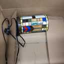 Tiffany Style Stained Glass Bohemian Block Table lamp Living Room Bedroom Bedside Flower Vase Decor Small Night Light Mini Cute Kids Accent Cottage Aesthetic Nightstand Cylinder Desk lamp