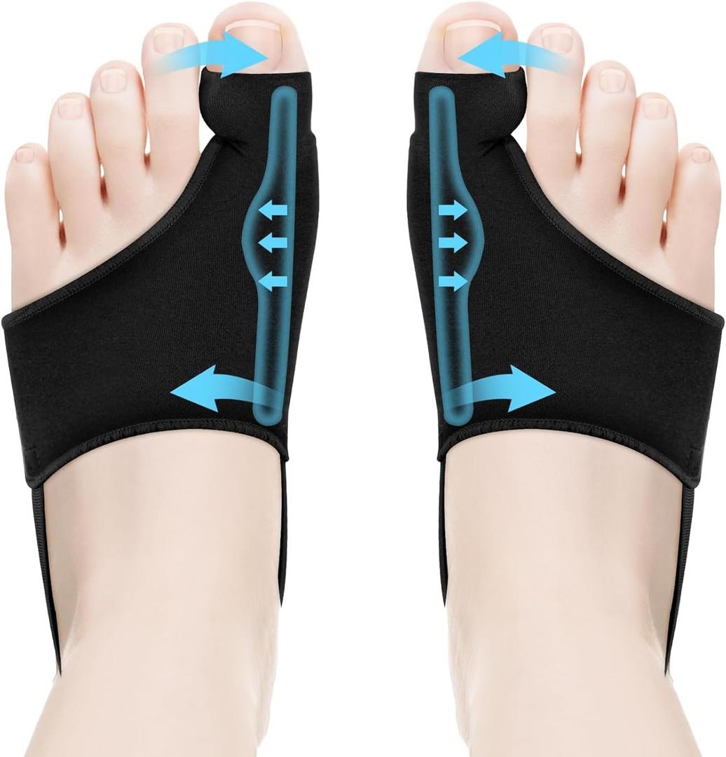 2Pcs Bunion Corrector for Women Men Big Toe Straightener Silicone Toe Separators for Bunions Relief - Hallux Valgus Corrector with Adjustable Strap Bunion Pad Brace Sleeve for All Day Use (L)