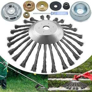 NeJesZoe 10 Inch Steel Wire Rotary Weed Brush Cutter Trimmer Head, Wired Weed Trimmer Blade Head with Adapter Kits for Weed Eater, Brush Cutter, Weed Wreckers, Moss Grass Rust Removal