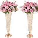 20in Vases for Flowers - Crystal Trumpet Floral Vase, 2Pcs Crystal Vases for Table Centerpieces, Flower Stand for Wedding Party Anniversary Birthday Home Decoration