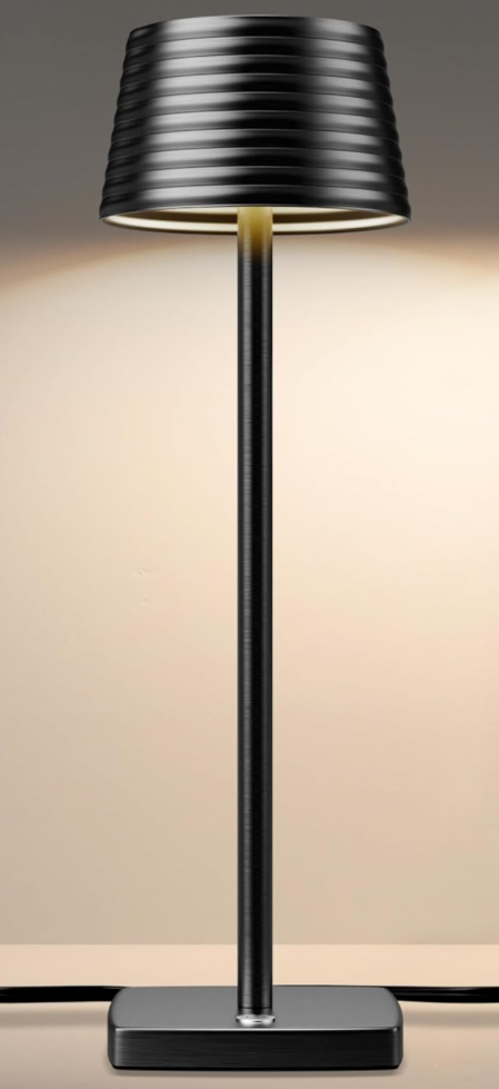 YHT LED Corded Table Lamp Modern 1 Color Brightness Dimmable Plug in Desk Lamp Industrial Aluminum Nightstand Table Light for Reading/Living/Bedroom/Home/Office/Beside(Black, 1 P)