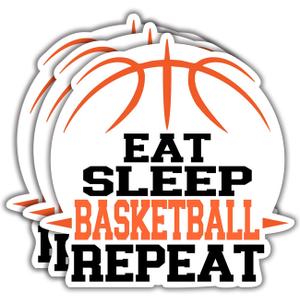 5 x 3Pcs Eat Sleep Basketball Repeat Funny Quotes Vinyl Stickers Durable for Laptops Water Bottles Phones Tumblers Notebooks Cars Mugs Size 3 x 3 Inch