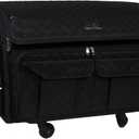 Everything Mary XXL Rolling Sewing Tote, Black Quilted - Rolling Carrying Storage Case for Brother & Singer Machines