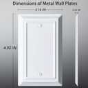 Metal Electrical Outlet Covers, Light Switch Cover Wall Plates, Mid Size Thicker Decorative Switch Plates,Receptacle Wall Plate of Modern Styles (Pure White, 1 Gang Blank 4 Pack)