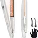 Quico Flat Iron Hair Straightener, 100-240V Dual Voltage Travel Hair Straightener and Curler with 15s Heat Up, Professional Negative Ion Ceramic Flat Iron for Less Frizz, 5 Temp & Auto Shut-Off