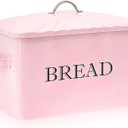 Jolitac Bread Box for Kitchen Countertop, Metal Bread Box for Kitchen Counter Extra Large & Farmhouse Style Bread Holder Bread keeper Food Storage Container (Pink with Metal Lid)