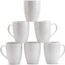 White Ceramic Coffee Mug Set of 6 – 12 oz Large Coffee Cups with Handles, Durable Porcelain Mugs for Coffee, Tea, Hot Chocolate & Milk – Microwave & Dishwasher Safe