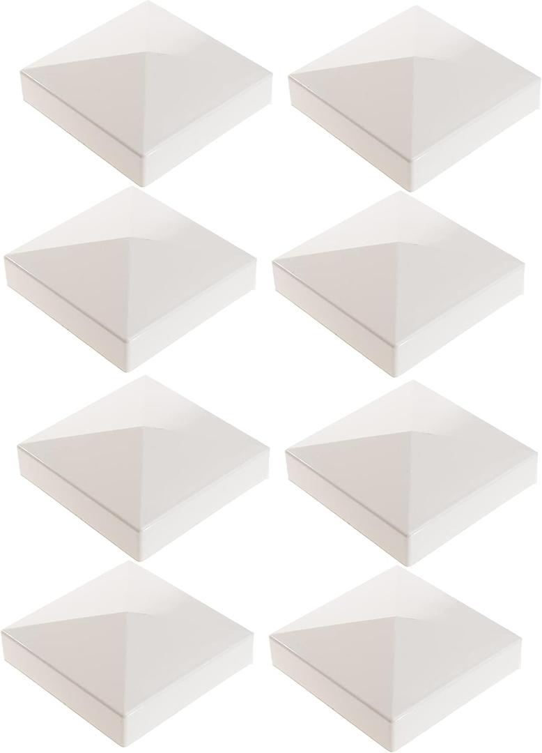 Sedmoon 5inch Vinyl Pyramid Style Fence Post Cap 5 x 5 Vinyl Pyramid Fence Post Cap for Mailbox, Lamp Post, Deck, Dock, Piling Caps (8)